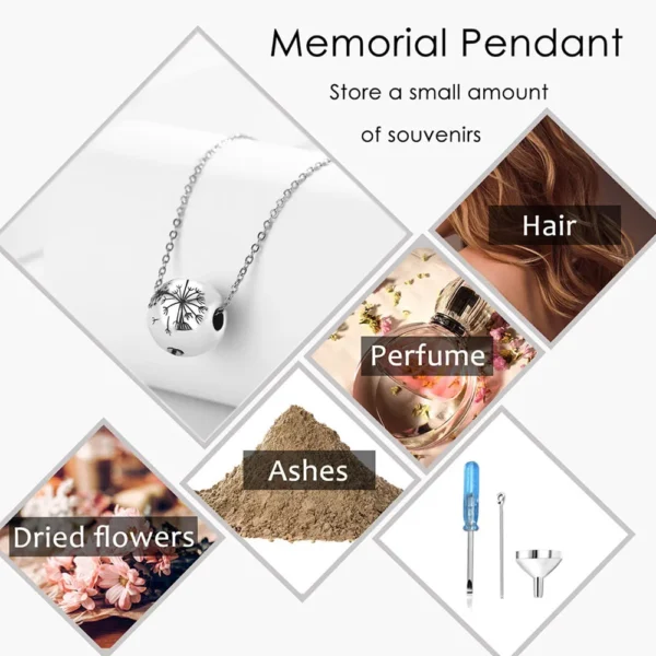 starlight urns dandelion ball urn necklace – memorial keepsake cremation jewelry