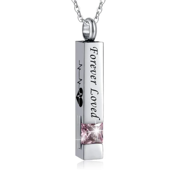starlight urns birthstone cuboid ashes necklace – “forever loved” cremation jewelry