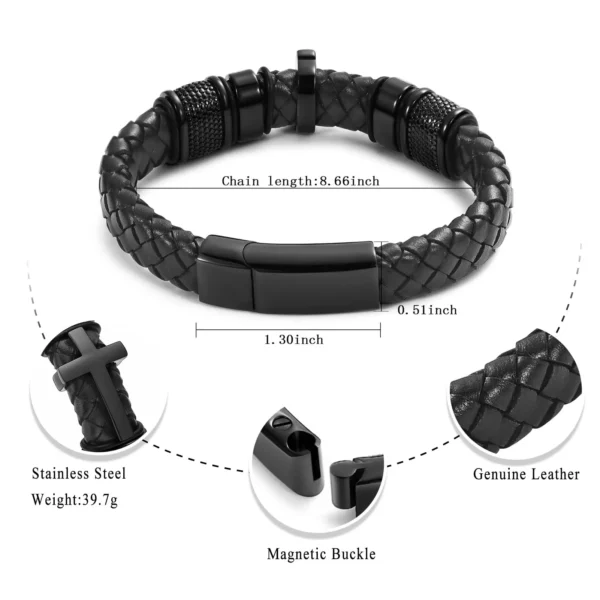 starlight urns genuine leather men’s urn bracelet – memorial cremation ashes memorial jewelry