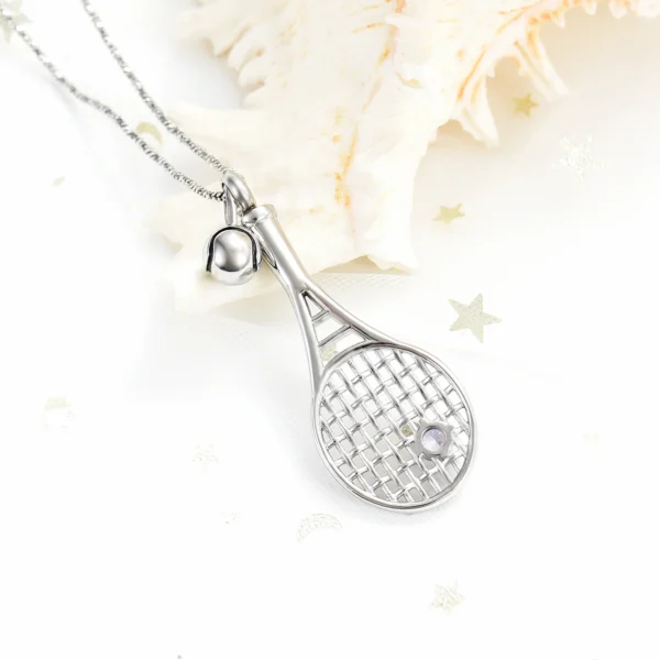 starlight urns tennis racket urn necklace with blue crystal – memorial jewelry for ashes