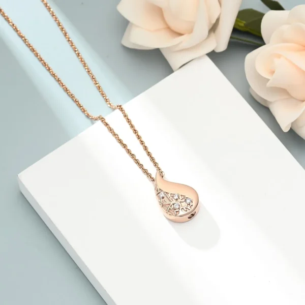 teardrop tree of life starlight urns urn necklace with zirconia – elegant cremation jewelry for ashes