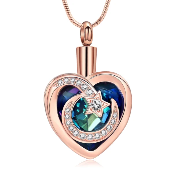 starlight urns cremation jewelry featuring heart with moon and star