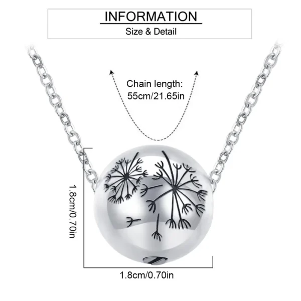 starlight urns dandelion ball urn necklace – memorial keepsake cremation jewelry