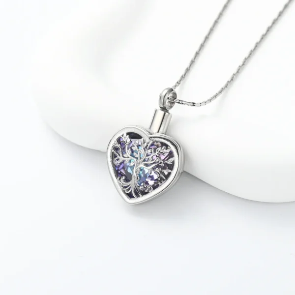 starlight urns stainless steel purple crystal heart cremation jewelry necklace for ashes