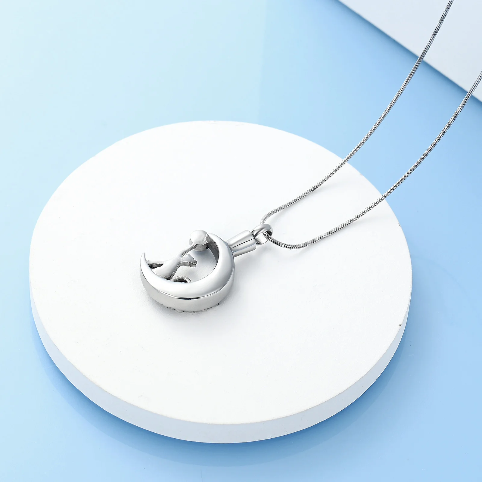 starlight urns moon & cat urn necklace – memorial cremation jewelry for ashes