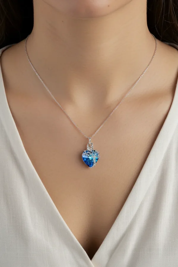 urn necklace ashes necklace tree blue crystal