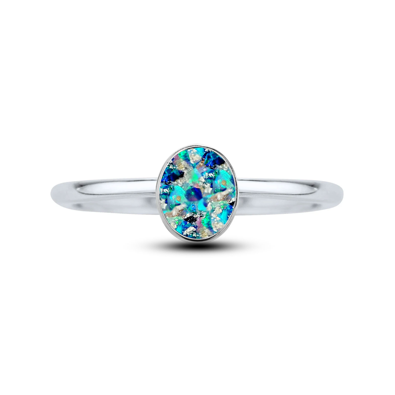 Ash-Infused Elegant Keepsake Ring, Opal Sterling Silver Cremation Jewelry Made With Ashes