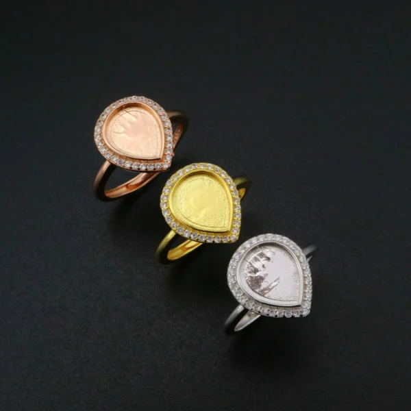 925 sterling silver pear ash infused cremation jewelry ring made with ashes