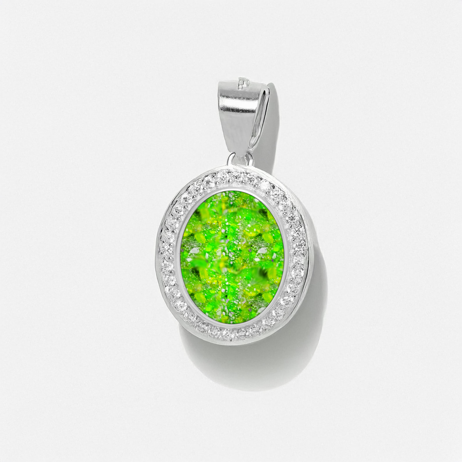 Cremation Jewelry Sterling Silver Ash Infused Opal Urn Pendant For Cremains