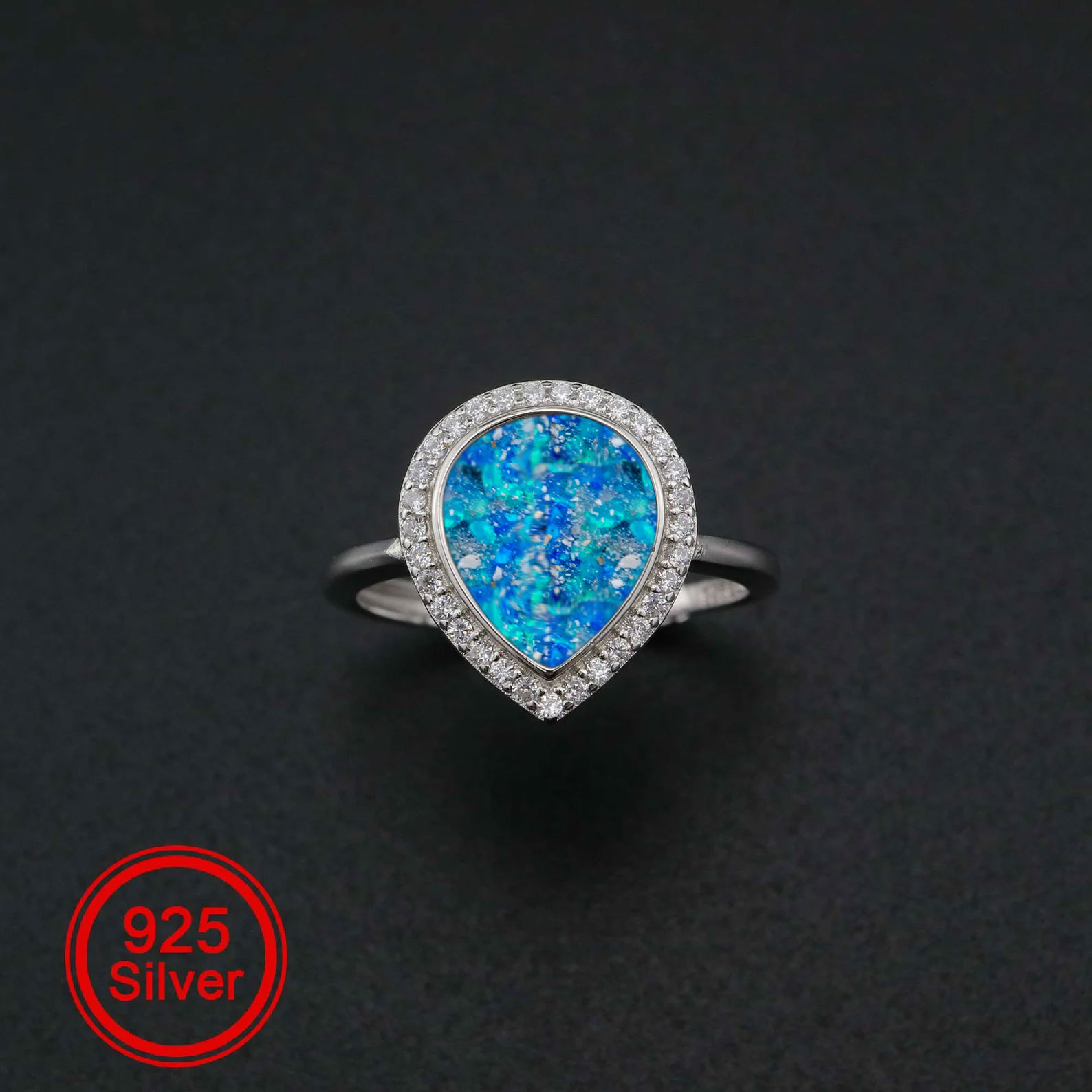 925 Sterling Silver Pear Ash Infused Cremation Jewelry Ring Made With Ashes